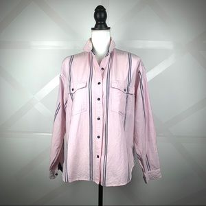 Details Pink Long Sleeve Work Shirt
